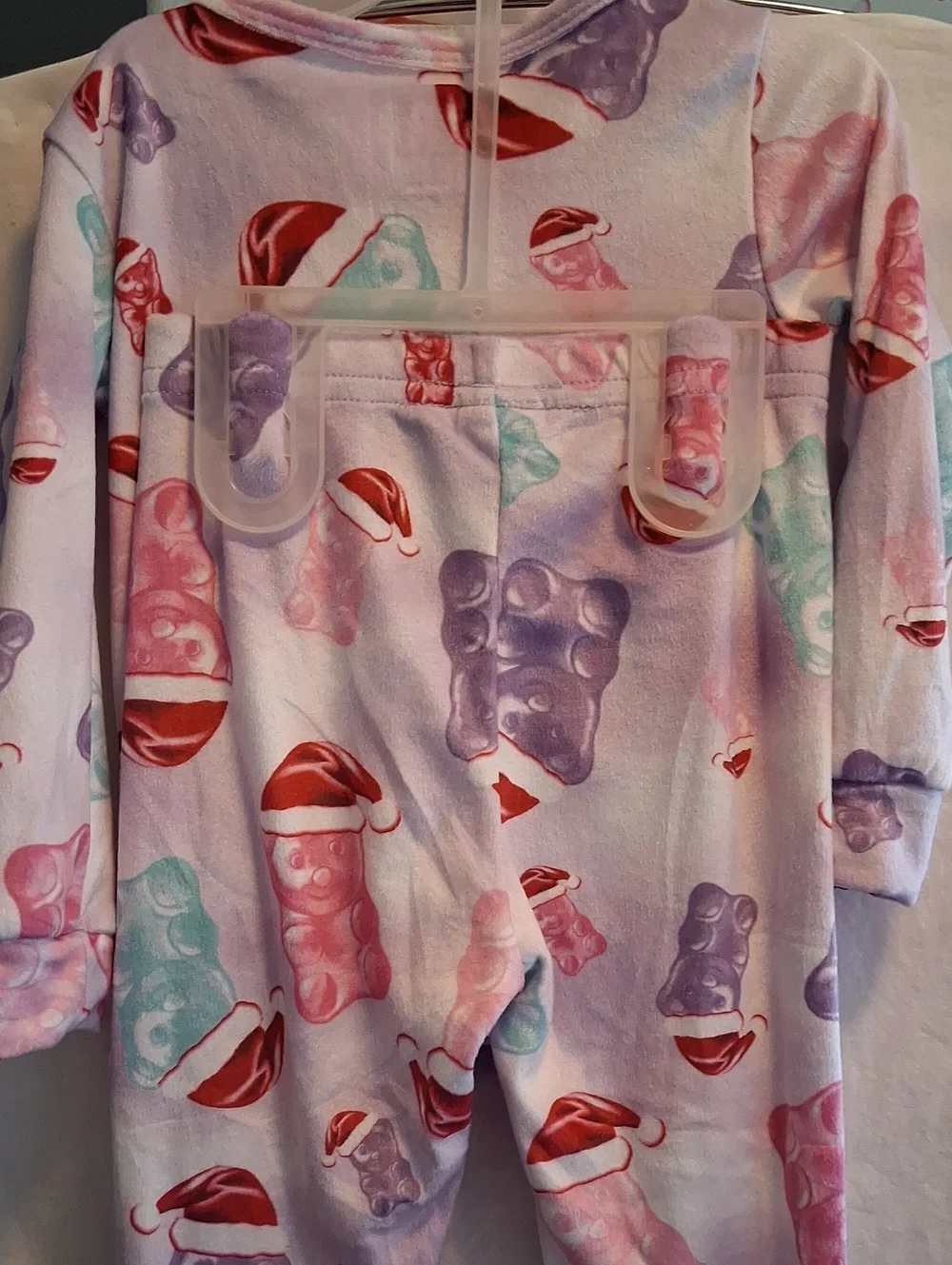 The Children's Place Pastel Pink Gummy Bear Santa Print Pajama Set